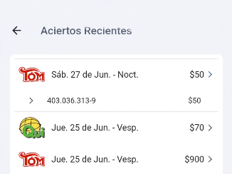 Aciertos recientes - detalle
