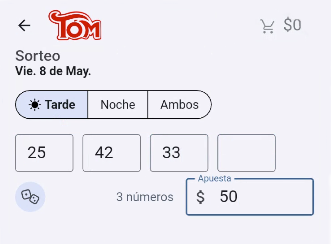 Monto de apuesta Tómbola