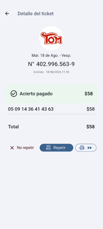 Acierto pagado en el detalle del ticket