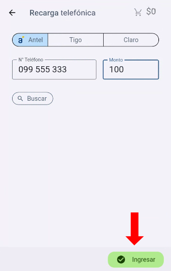 Confirmar la recarga