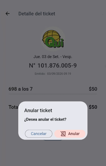 Modal de confirmación de anulación